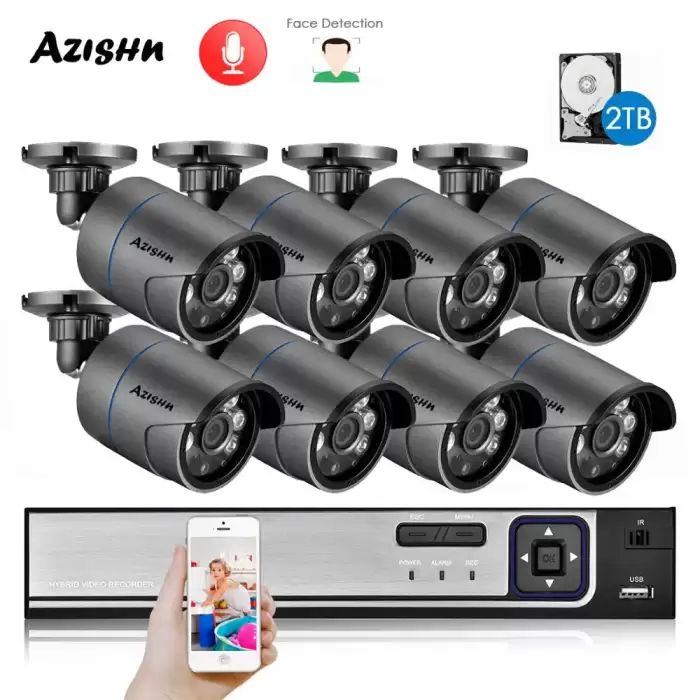 AZISHN H.265+ 8CH 4MP POE Security System NVR Kit 2560*1440 Audio IP Camera Outdoor Face Detect CCTV Video Surveillance NVR Set — image 2