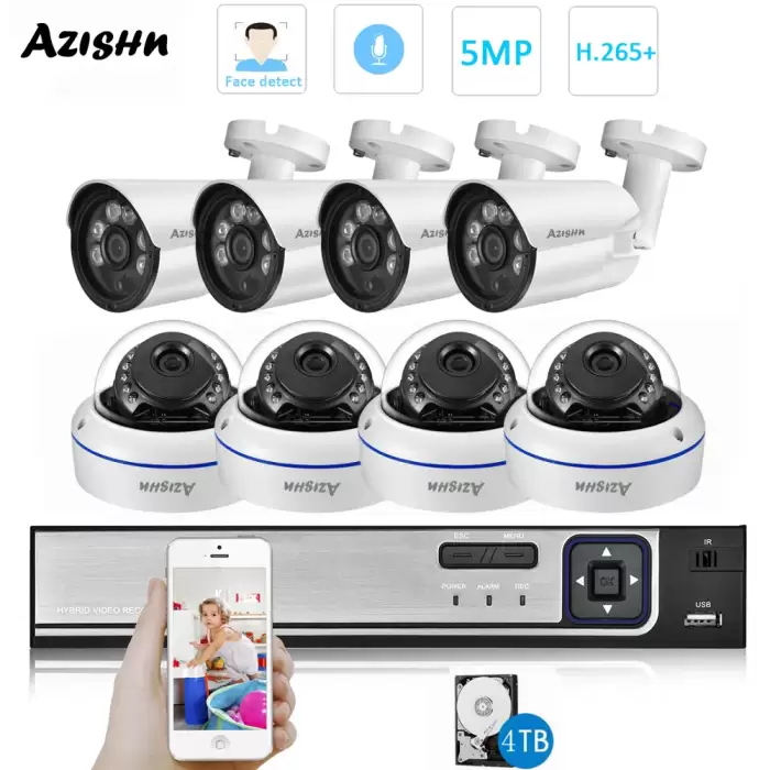 AZISHN H.265+ 8CH 5MP POE NVR CCTV System 5MP Audio IP Camera IR Outdoor/indoor Waterproof P2P Video Security Surveillance — image 2