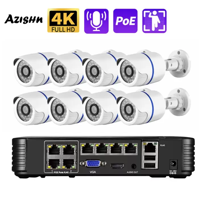 8MP 4K Ai Human Detection Security Camera System POE NVR Kit CCTV Video Record Outdoor Home Audio CCTV Surveillance Camera — image 2