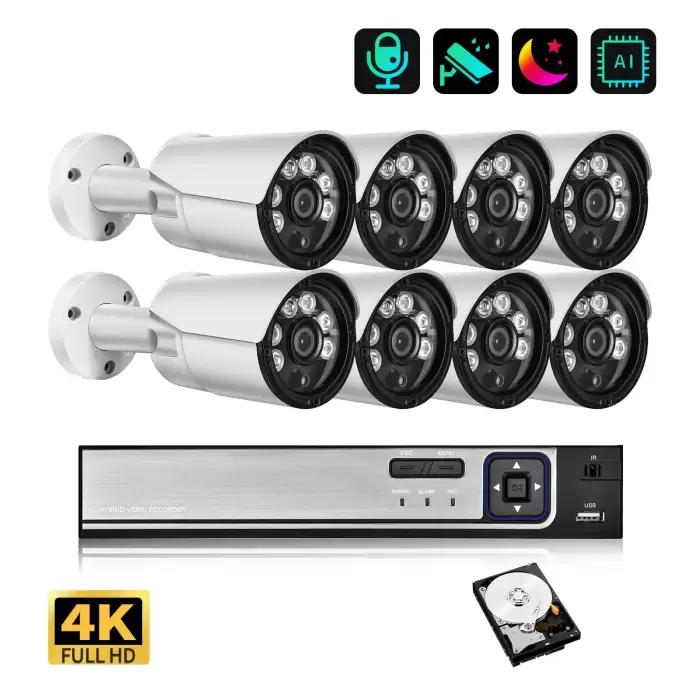 Wide Angle 2.8mm Color Night Vision 4K Security Camera System Ultra 8MP POE NVR Audio Human Detect CCTV Video Surveillance Set — image 2