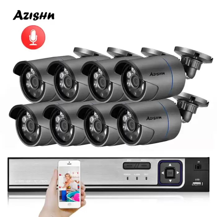 AZISHN H.265 8CH 3MP POE Security Camera System NVR Kit Audio Record IP Camera IR Outdoor IP66 CCTV Video Surveillance NVR Set — image 2