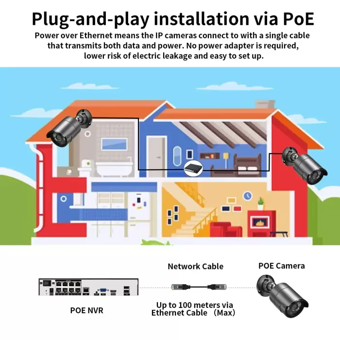 Wide Angle 2.8mm Color Night Vision 4K Security Camera System Ultra 8MP POE NVR Audio Human Detect CCTV Video Surveillance Set — image 7