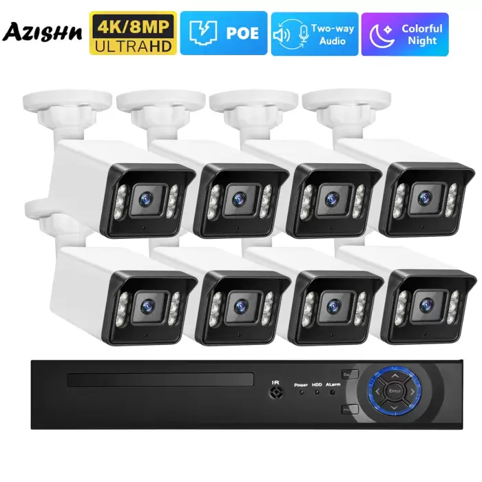 FULL Color 4K 8MP 5MP POE Security Camera System 8CH AI Video Surveillance Kit Two Way Audio Outdoor 8MP IP Camera CCTV NVR Set — image 2
