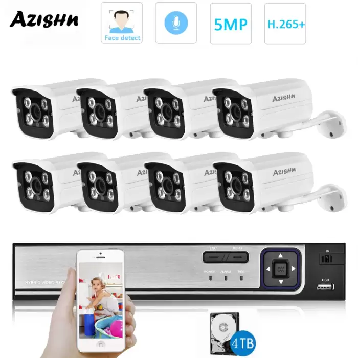 H.265 HD 5MP POE NVR Kit Street CCTV Record Security System Bullet IP Camera Audio Outdoor Home Video Surveillance Camera Set — image 2