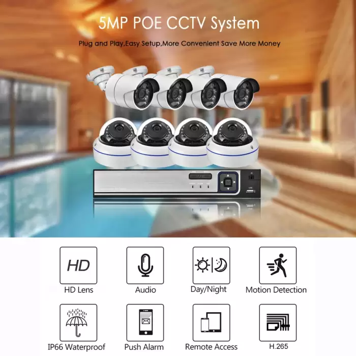 AZISHN H.265+ 8CH 5MP POE NVR Kit Audio CCTV System 5MP Dome IP Camera Face Detection P2P Indoor/Outdoor Video Surveillance Set — image 3