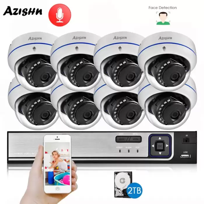 AZISHN H.265+ 8CH 5MP POE Security System NVR Kit Audio Explosion-proof 5MP IP Camera Face Detection CCTV Surveillance NVR Set — image 2