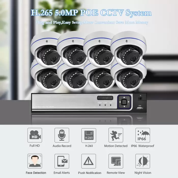 AZISHN H.265+ 8CH 5MP POE Security System NVR Kit Audio Explosion-proof 5MP IP Camera Face Detection CCTV Surveillance NVR Set — image 3
