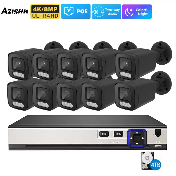 FULL Color 8MP 4K Human Detect Security Camera System POE NVR Kit CCTV Video Record Two Way Audio Surveillance Camera Xmeye — image 2