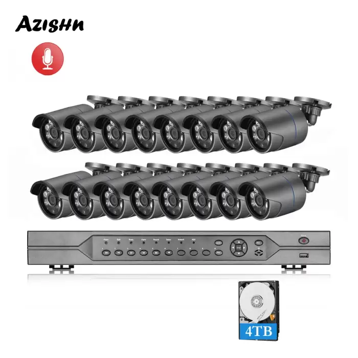 AZISHN 16CH 5MP POE NVR Kit H.265 CCTV Security System Waterproof 5MP 2592X1944 IP Camera Face detect P2P Video Surveillance Set — image 2