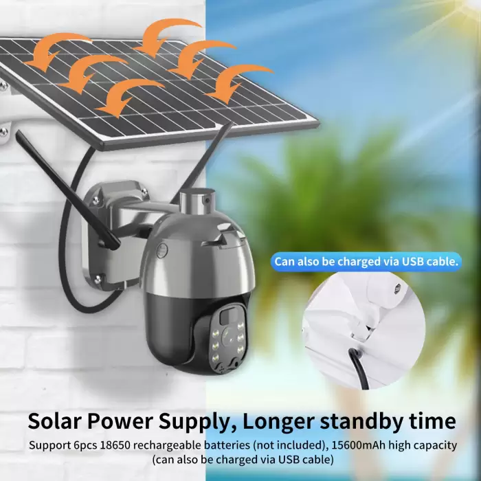 Solar Panel IP Camera 1080P 4G Sim Card /WiFi PTZ 4X Outdoor Security Wireless Monitor Waterproof Human Detect CCTV Surveillance — image 3