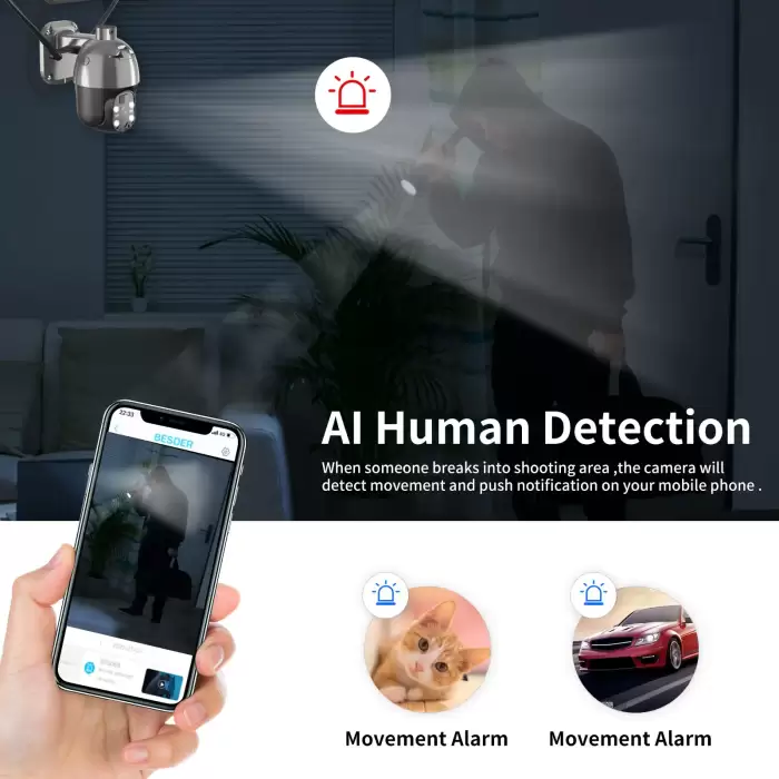 Solar Panel IP Camera 1080P 4G Sim Card /WiFi PTZ 4X Outdoor Security Wireless Monitor Waterproof Human Detect CCTV Surveillance — image 5