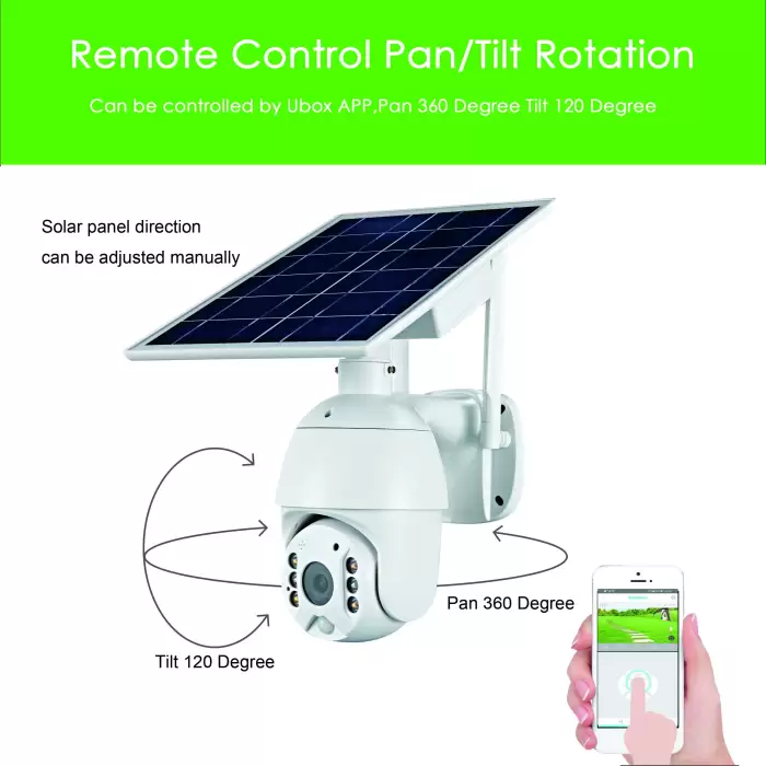 AZISHN Solar Power Panel 1080P PTZ WiFi IP Camera Two-way Audio Outdoor Waterproof 2MPHome Security Camera Wireless PIR Motion — image 5