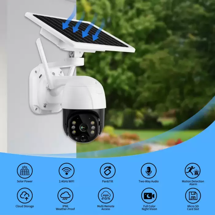 AZISHN 8W Solar Power Panel 3MP PTZ 4G/WIFI IP Camera Two-way Audio Outdoor Smart Home Alarm Long Standby for Farm Ranch Forest — image 3