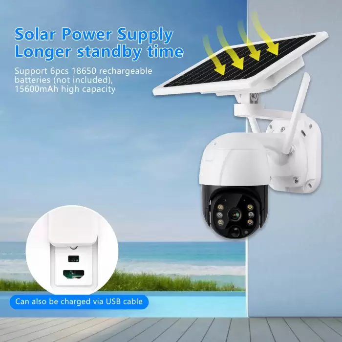 AZISHN 8W Solar Power Panel 3MP PTZ 4G/WIFI IP Camera Two-way Audio Outdoor Smart Home Alarm Long Standby for Farm Ranch Forest — image 4