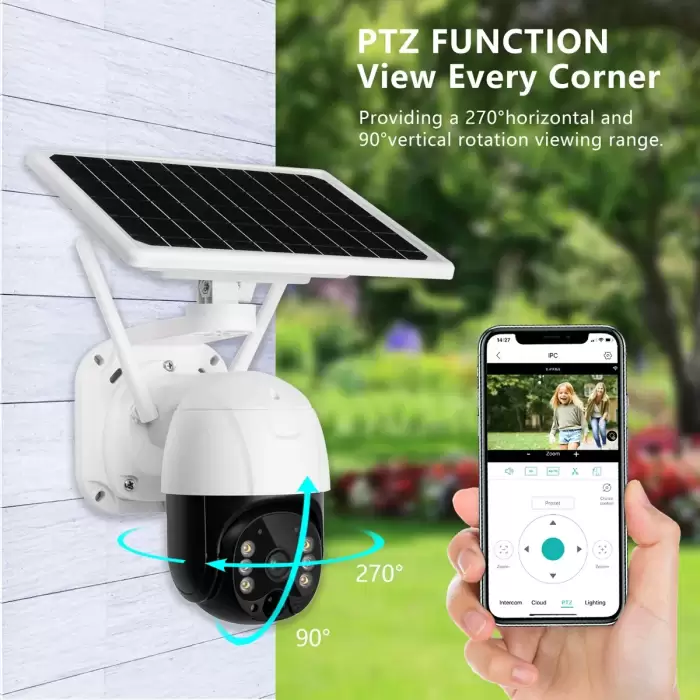 AZISHN 8W Solar Power Panel 3MP PTZ 4G/WIFI IP Camera Two-way Audio Outdoor Smart Home Alarm Long Standby for Farm Ranch Forest — image 7