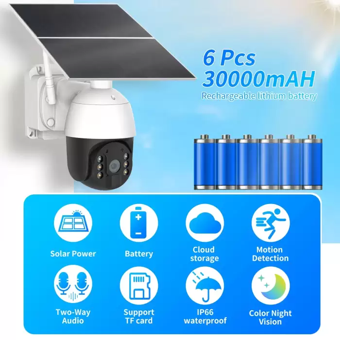 Wireless 4G Solar Camera 2MP 20W Solar Panel PTZ Camera Outdoor Two Way Audio 24/7 Solar 30000mAh Battery Long Standby IP Camera — image 4
