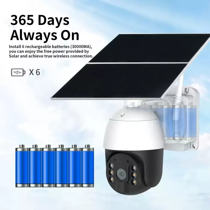 Wireless 4G Solar Camera 2MP 20W Solar Panel PTZ Camera Outdoor Two Way Audio 24/7 Solar 30000mAh Battery Long Standby IP Camera — image 5