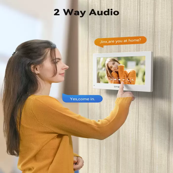4-wire TMEZON 7 Inch Tuya 1080P Wifi Smart Video Doorphone Intercom System with Wired Doorbell for home, Card Swipe/TouchScreen — image 3