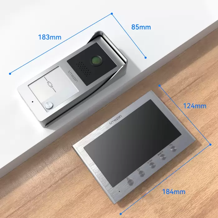 2 wire video door phone doorbell intercom system for Home,TMEZON 7 inch monitor with wired bell for home,RFID card swipe Unlock — image 3