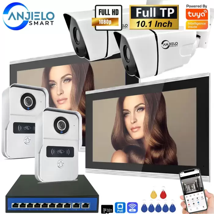 1080P Tuya 10-Inch IP Video Intercom System Touch Screen Wifi POE Wired Doorbell for Villa Flat RFID Access Control — image 2
