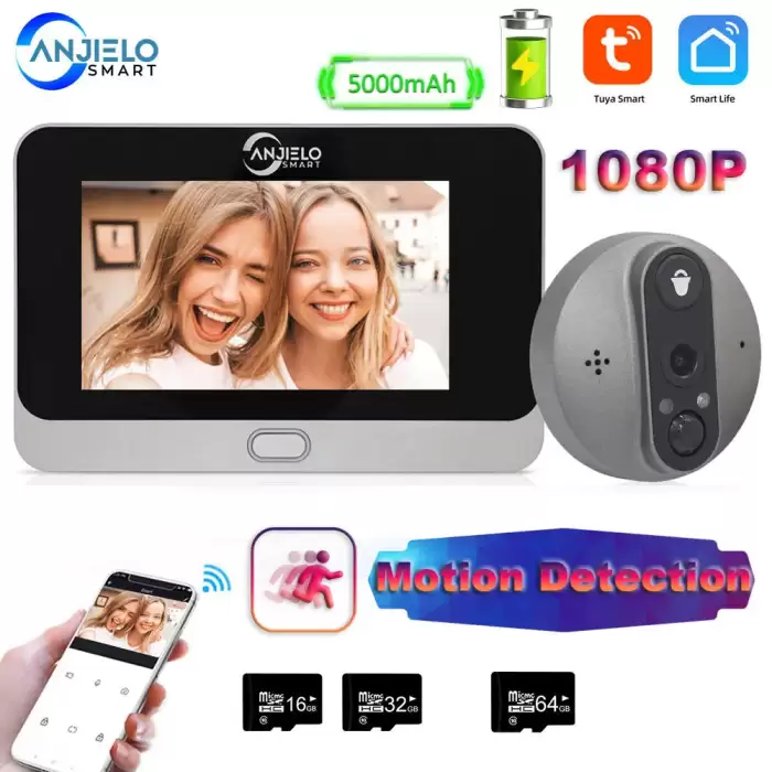 1080P Wifi Wireless Video Doorbell Camera Tuya Smart Home Apartment Wifi Visual Peephole Door Bell Tuya Video Intercom for Home — image 2