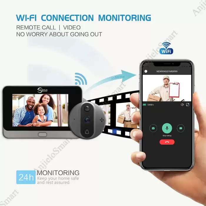 1080P Wifi Wireless Video Doorbell Camera Tuya Smart Home Apartment Wifi Visual Peephole Door Bell Tuya Video Intercom for Home — image 4
