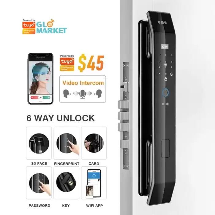 Glomarket Tuya Wifi Biometric 3D Face Recognition Electronic Intelligent Fingerprint Password Smart Lock Digital Door Lock — image 2