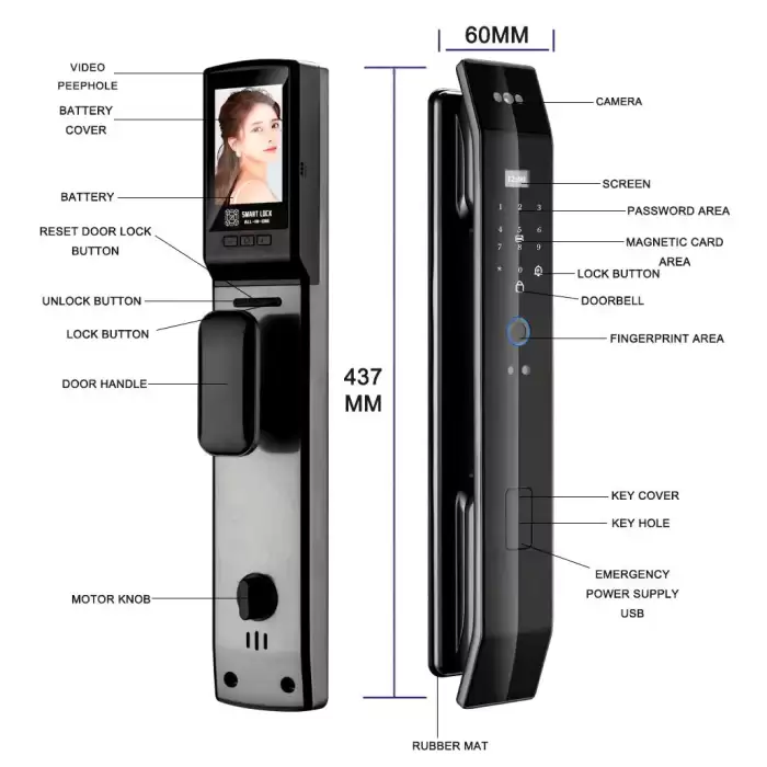 Glomarket Tuya Wifi Biometric 3D Face Recognition Electronic Intelligent Fingerprint Password Smart Lock Digital Door Lock — image 6