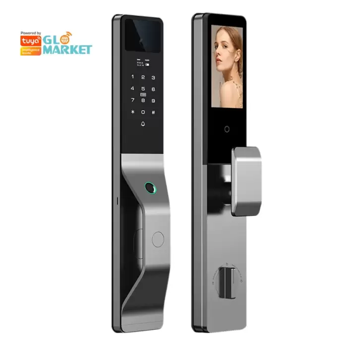 Glomarket Aluminum Alloy Automatic Tuya Smart Door Lock 3d Face Recognition Video Intercom Digital Fingerprint Lock — image 2