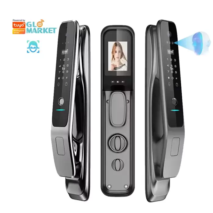 Glomarket Tuya Smart Door Lock With Camera Manufacturers Prices Security Biometric Fingerprint Fully Automatic Smart Lock — image 2