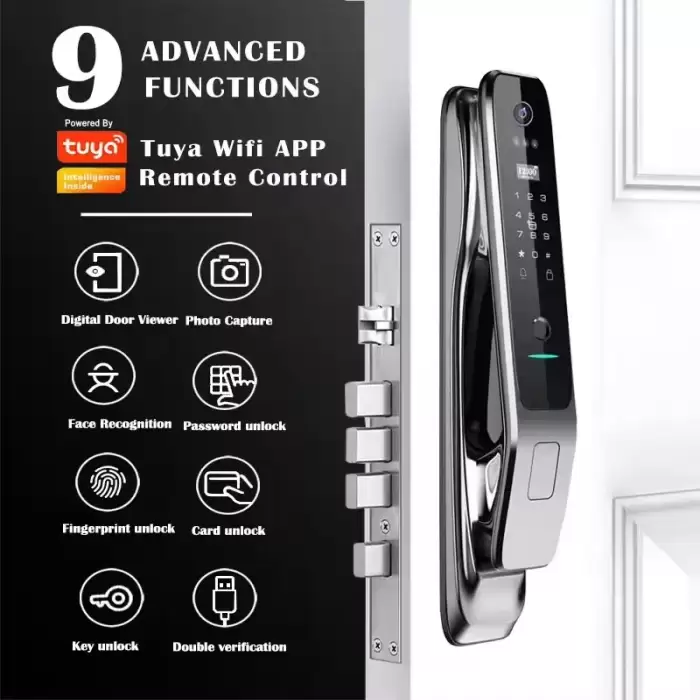 Glomarket Tuya Smart Door Lock With Camera Manufacturers Prices Security Biometric Fingerprint Fully Automatic Smart Lock — image 3