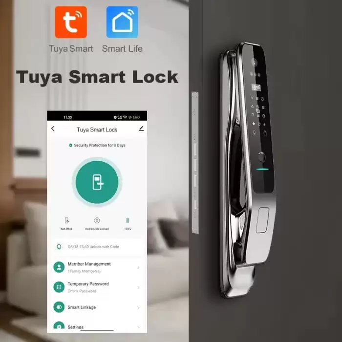 Glomarket Tuya Smart Door Lock With Camera Manufacturers Prices Security Biometric Fingerprint Fully Automatic Smart Lock — image 4