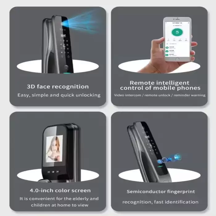 Glomarket Tuya Smart Door Lock With Camera Manufacturers Prices Security Biometric Fingerprint Fully Automatic Smart Lock — image 6