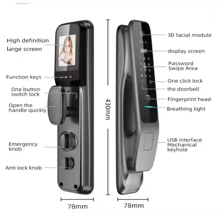 Glomarket Tuya Smart Door Lock With Camera Manufacturers Prices Security Biometric Fingerprint Fully Automatic Smart Lock — image 7