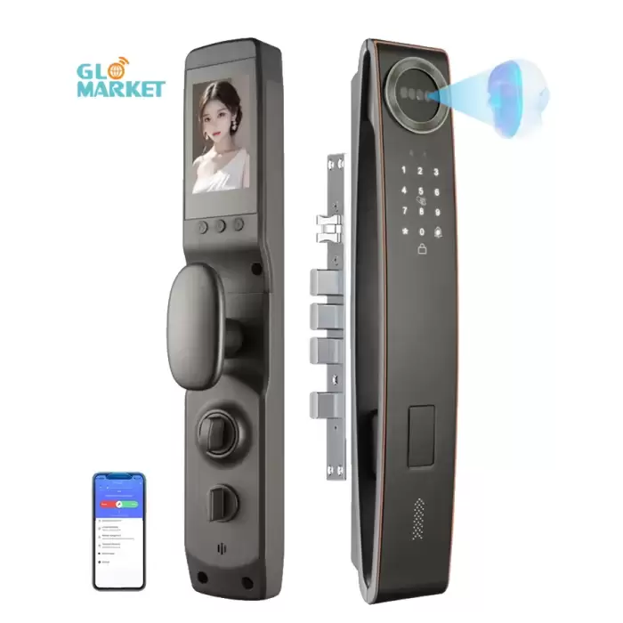 Glomarket New 3d Face Recognition Fingerprint Digital App Remotely Fingerprint Unlocked Smart Lock With Camera — image 2
