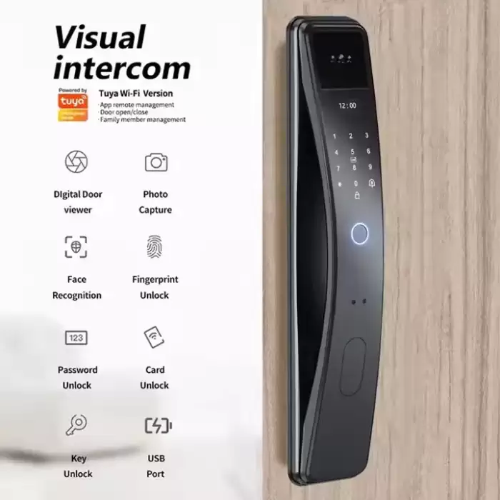 Glomarket Smart Tuya Wifi App Control 3d Face Unlock Fingerprint Door Lock Security Automatic Smart Locks — image 3