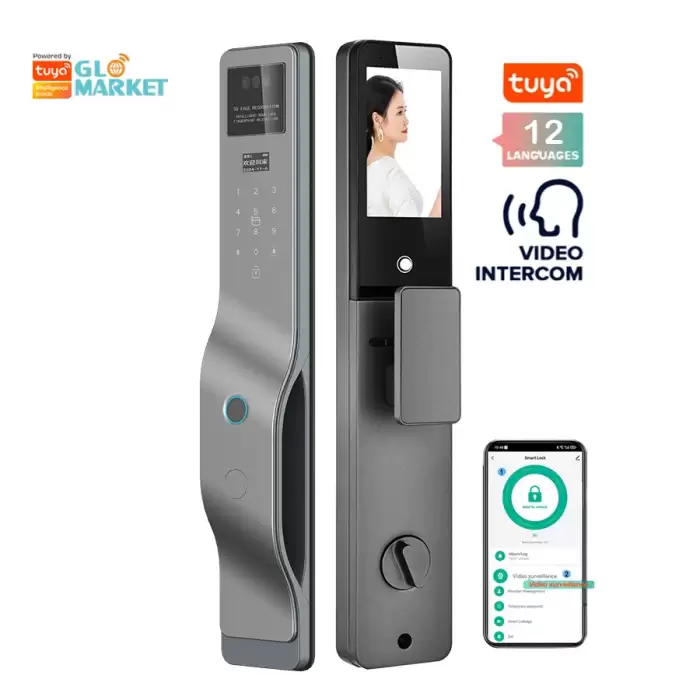Glomarket 3d Face Recognition Biometric Fingerprint Password Smart Door Lock Tuya Wifi Digital Locks — image 2