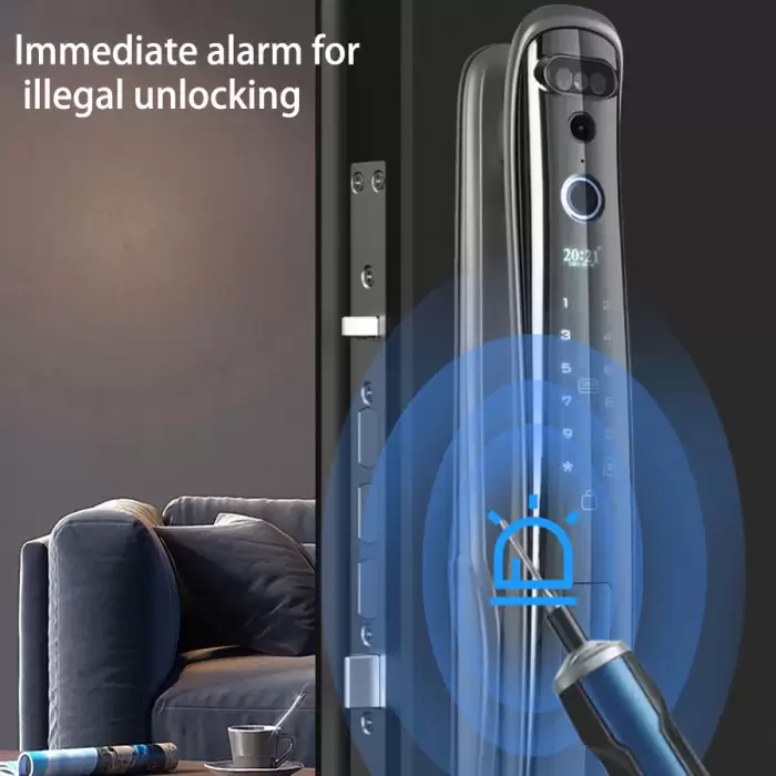 Glomarket Wifi Digital Fully Automatic Biometric Security 3D Face Recognition Smart Fingerprint Lock With Camera for Front Door — image 4