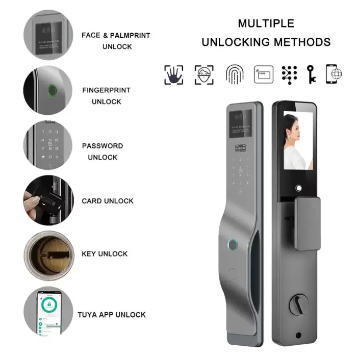 Glomarket 3d Face Recognition Biometric Fingerprint Password Smart Door Lock Tuya Wifi Digital Locks — image 3