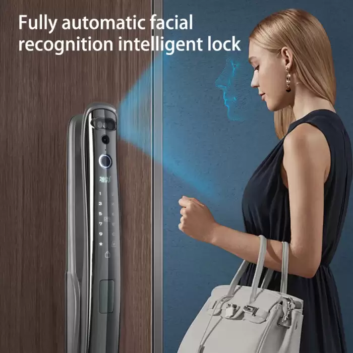 Glomarket Wifi Digital Fully Automatic Biometric Security 3D Face Recognition Smart Fingerprint Lock With Camera for Front Door — image 7
