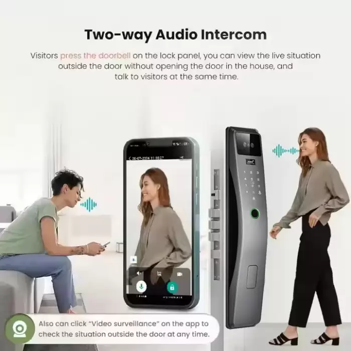 Glomarket 3d Face Recognition Smart Door Lock Tuya Real Time Video Intercom Wifi Intelligent Door Lock With Palm Print — image 6