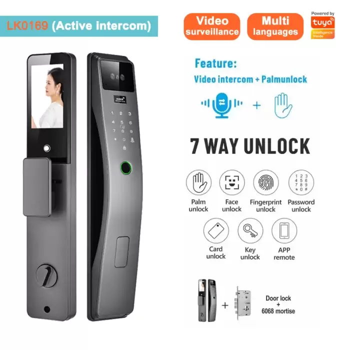 Glomarket 3d Face Recognition Smart Door Lock Tuya Real Time Video Intercom Wifi Intelligent Door Lock With Palm Print — image 7