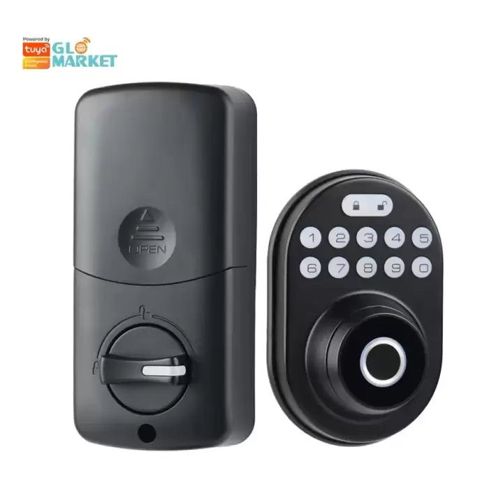 Glomarket Electronic Keypad Entry Front Door Anti Peeking Auto Lock Passcode Smart Fingerprint Deadbolt Tuya Door Lock — image 2