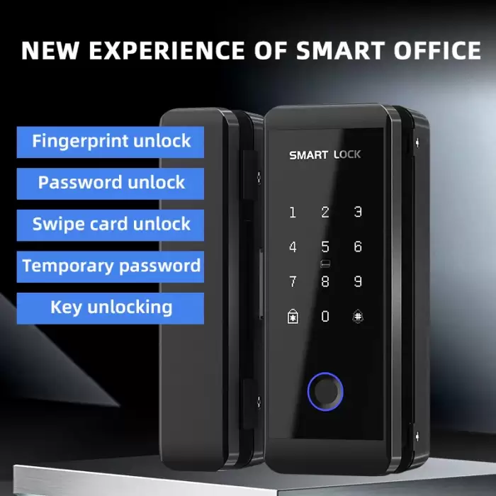 Glomarket Tuya Smart Glass Door Lock Biometric Fingerprint Password Card Ttlock Smart Lock for Office Glass Door — image 3