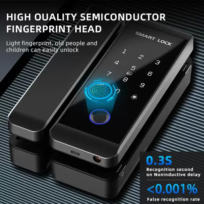 Glomarket Tuya Smart Glass Door Lock Biometric Fingerprint Password Card Ttlock Smart Lock for Office Glass Door — image 6