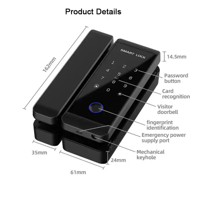 Glomarket Tuya Smart Glass Door Lock Biometric Fingerprint Password Card Ttlock Smart Lock for Office Glass Door — image 7