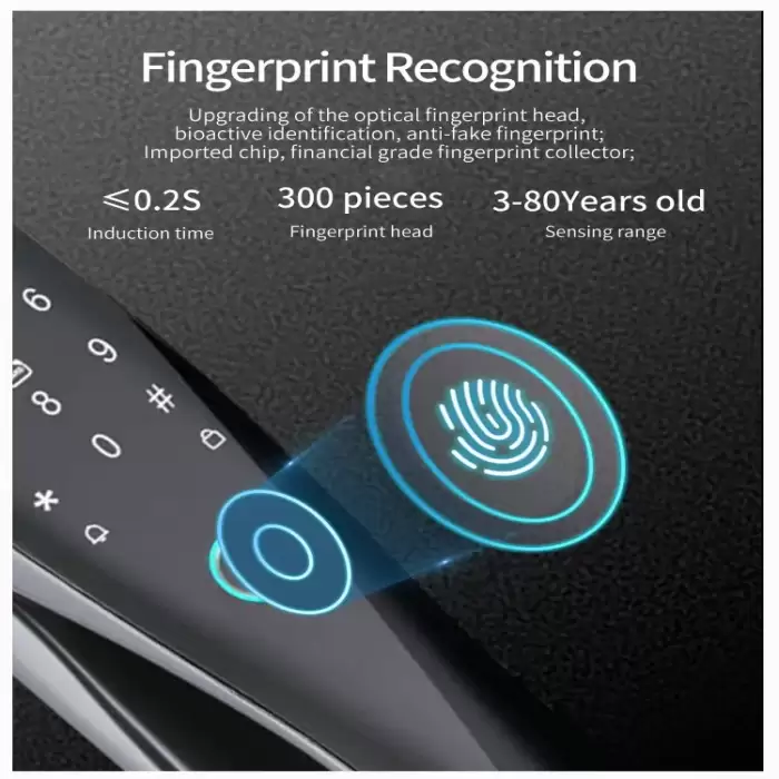 Glomarket Tuya Door Lock Smart Fingerprint Password Card Key Unlock Biometric Door Lock — image 3