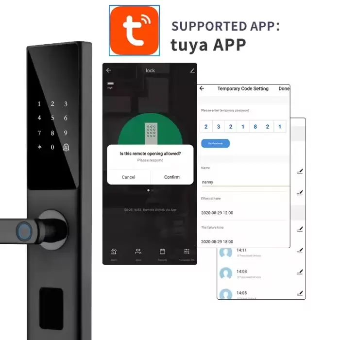 Glomarket Smart Tuya Wifi Door Lock App Fingerprint IC Card Password Unlock Smart Door Lock — image 5