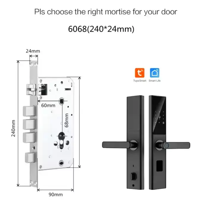 Glomarket Smart Tuya Wifi Door Lock App Fingerprint IC Card Password Unlock Smart Door Lock — image 7