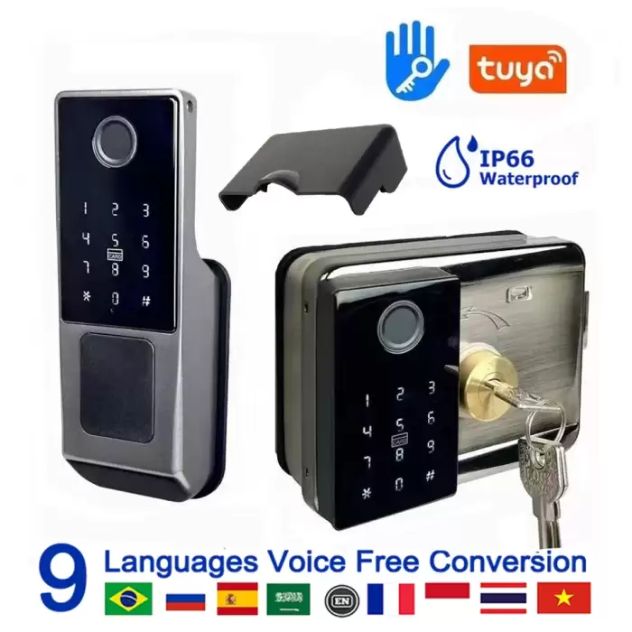 Waterproof Tuya Smart Lock Wifi Double Side Fingerprint Lock Outdoor Gate Digital Password Remote App Home Electronic Rim Lock — image 2